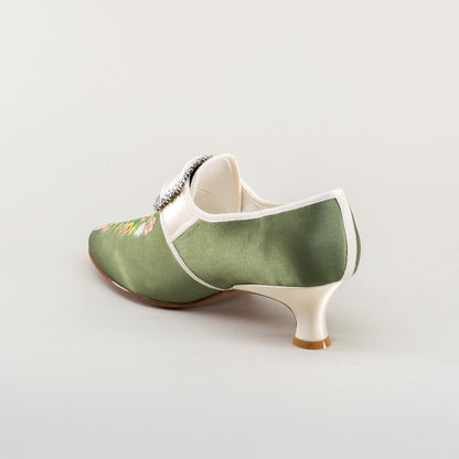 Primrose 18th Century Shoes (Green/Ivory)