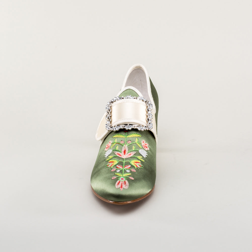 Primrose 18th Century Shoes (Green/Ivory)