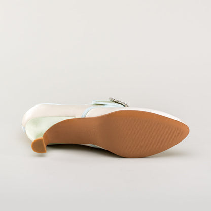 Primrose 18th Century Shoes (Ivory/Celadon Green)