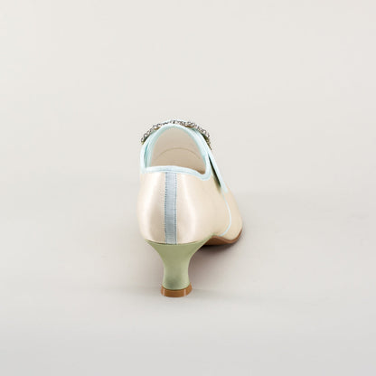 Primrose 18th Century Shoes (Ivory/Celadon Green)