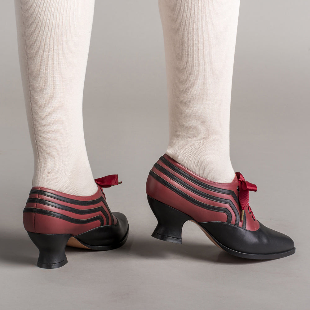 Bernadette Edwardian Oxfords (Burgundy/Black)