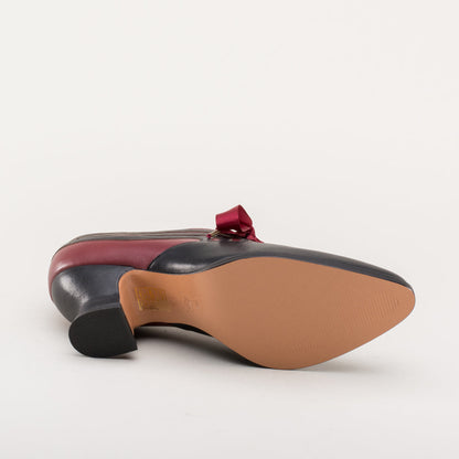 Bernadette Edwardian Oxfords (Burgundy/Black)