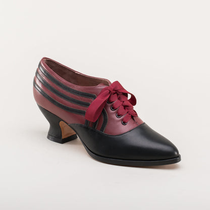 Bernadette Edwardian Oxfords (Burgundy/Black)
