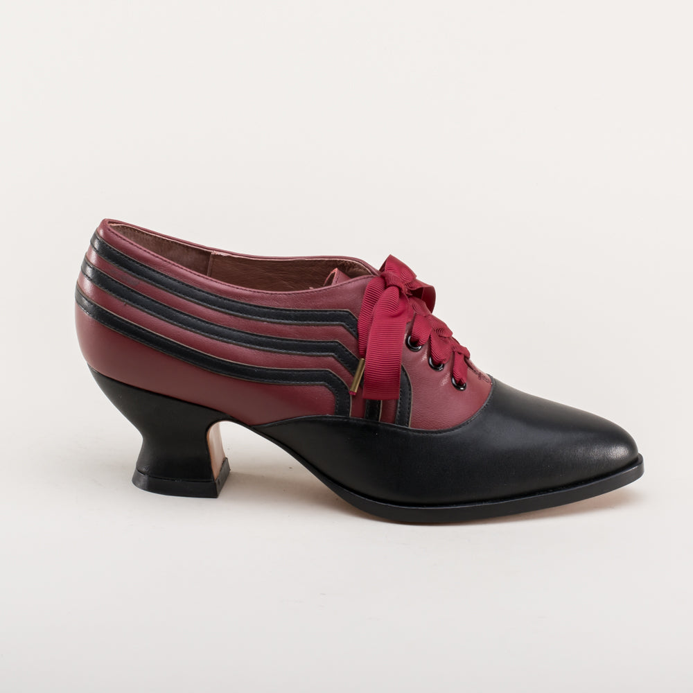 Bernadette Edwardian Oxfords (Burgundy/Black)