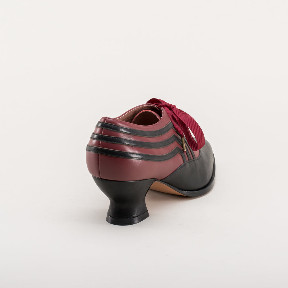 Bernadette Edwardian Oxfords (Burgundy/Black)
