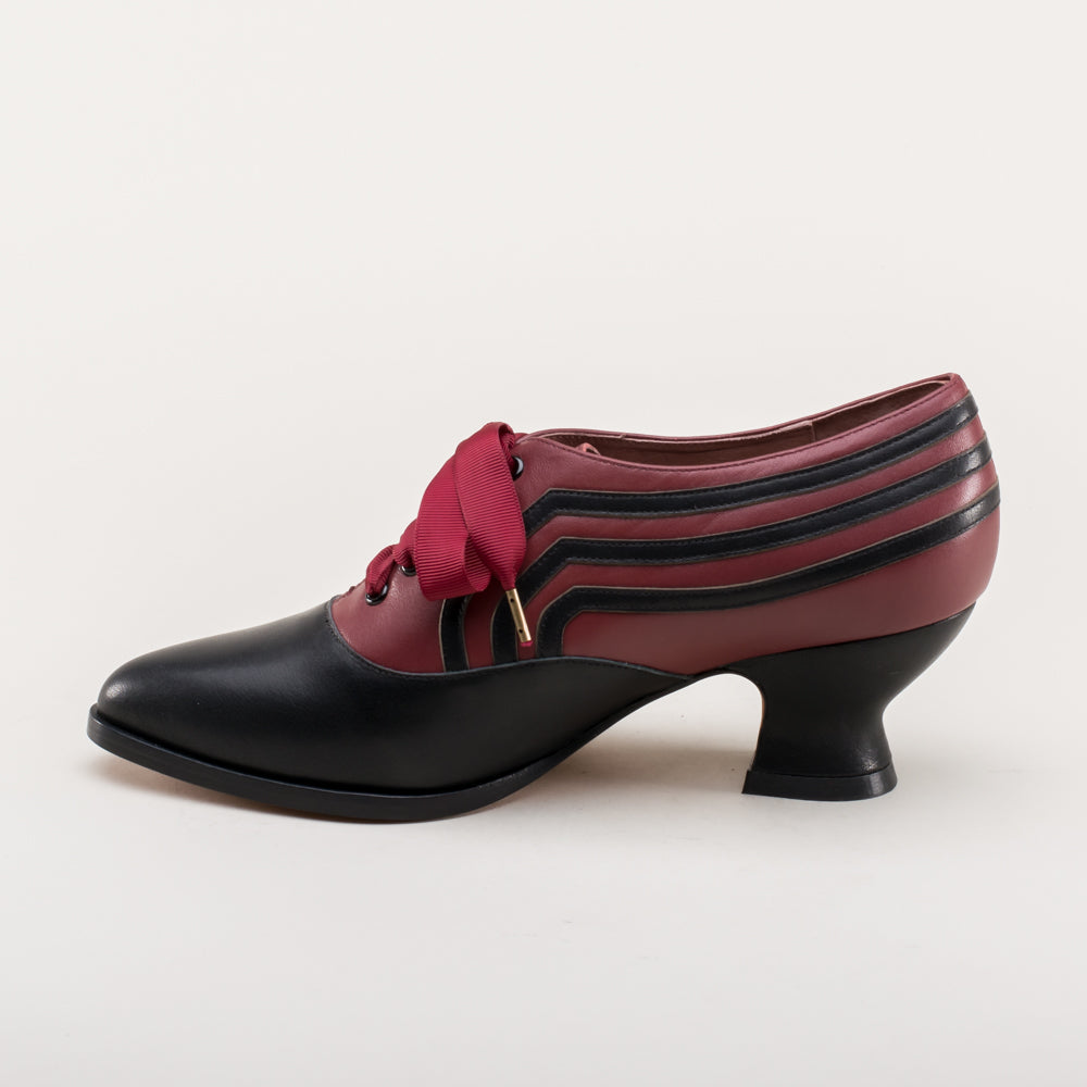 Bernadette Edwardian Oxfords (Burgundy/Black)