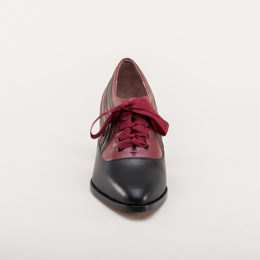 Bernadette Edwardian Oxfords (Burgundy/Black)