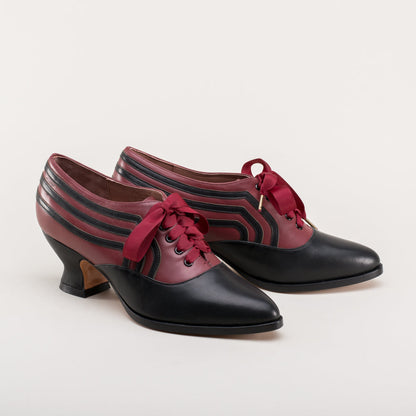 Bernadette Edwardian Oxfords (Burgundy/Black)