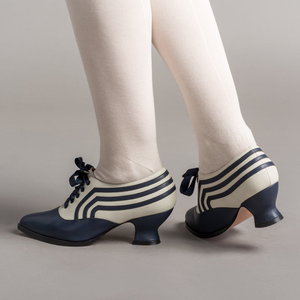 Bernadette Edwardian Oxfords (Navy/Ivory)
