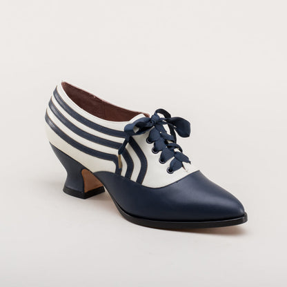 Bernadette Edwardian Oxfords Wide (Navy/Ivory)
