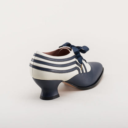 Bernadette Edwardian Oxfords Wide (Navy/Ivory)