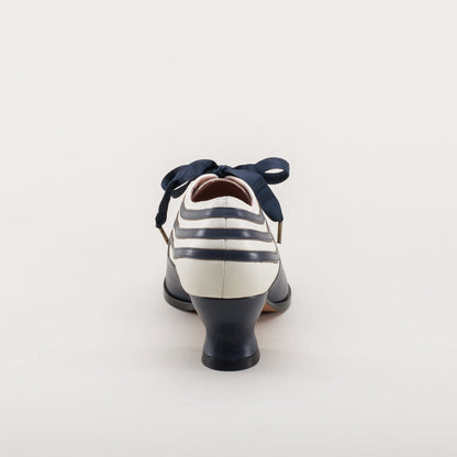 Bernadette Edwardian Oxfords Wide (Navy/Ivory)