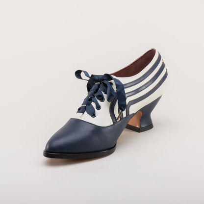 Bernadette Edwardian Oxfords (Navy/Ivory)