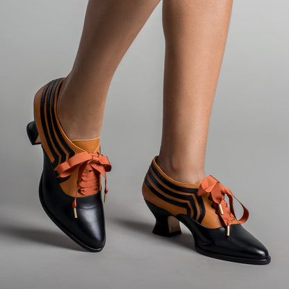 Bernadette Women's Edwardian Oxfords (Cognac/Black)