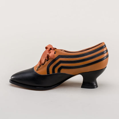 Bernadette Edwardian Oxfords (Cognac/Black)