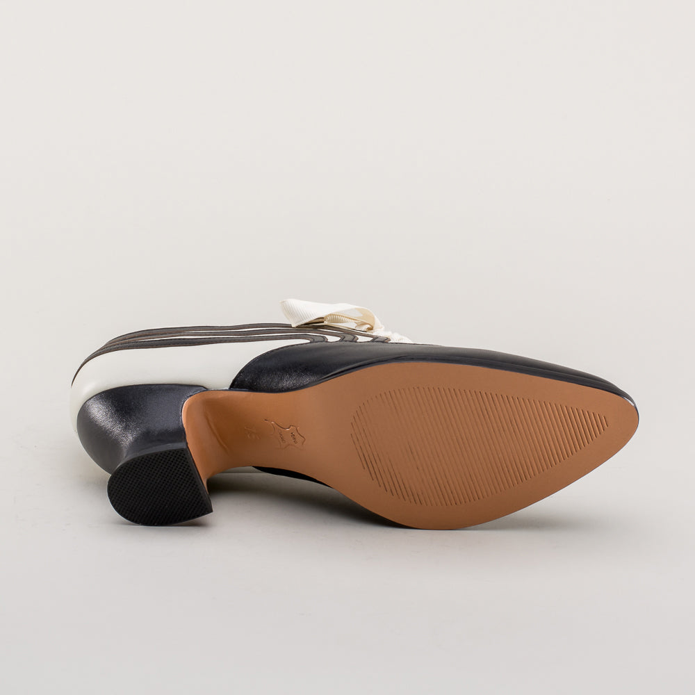 Bernadette Edwardian Oxfords (Ivory/Black)