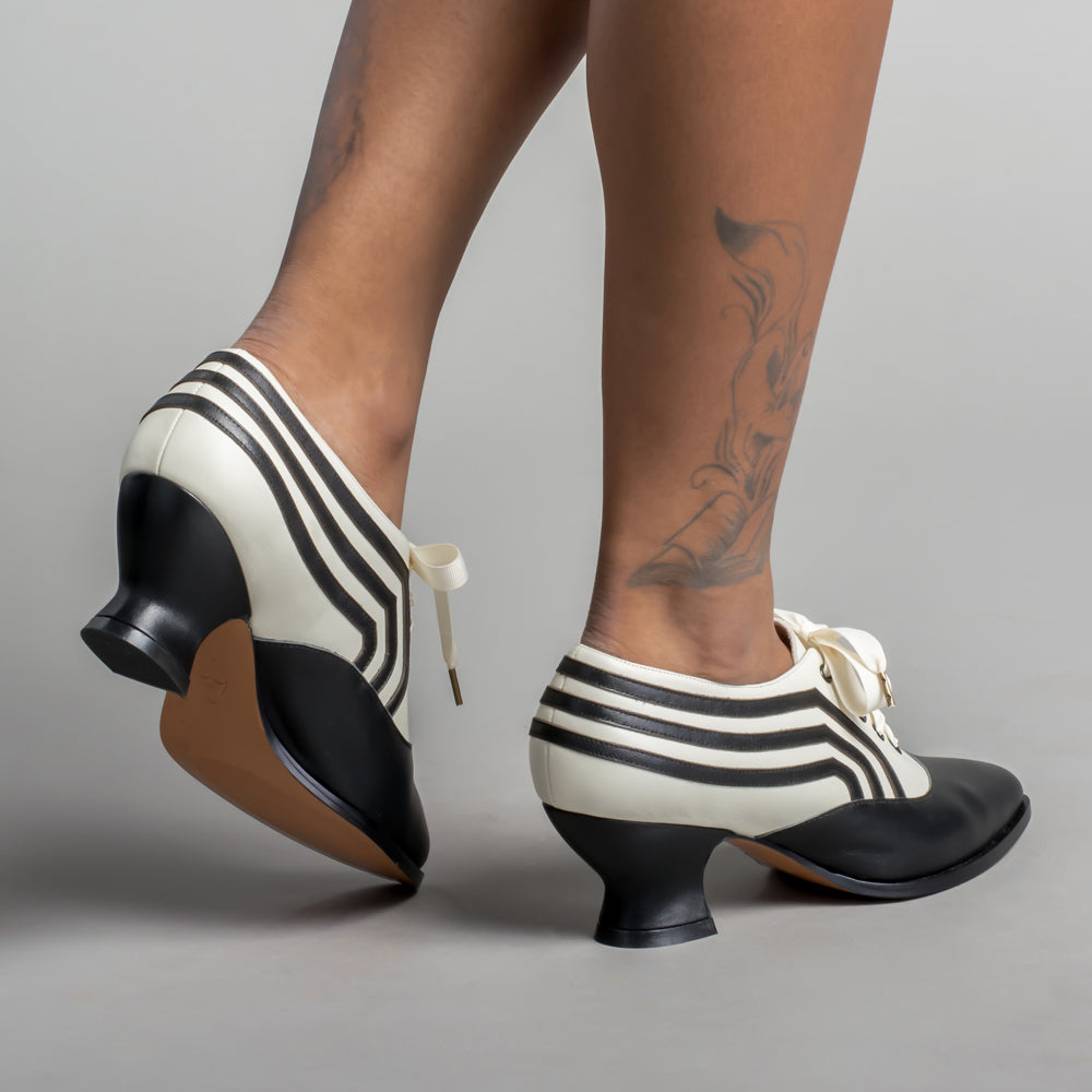 Bernadette Edwardian Oxfords (Ivory/Black)