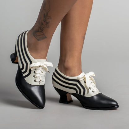 Bernadette Edwardian Oxfords (Ivory/Black)