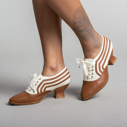 Bernadette Edwardian Oxfords (Tan/Ivory)
