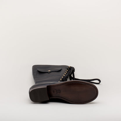 Bessie Vintage Aviator Boots Wide (Black)