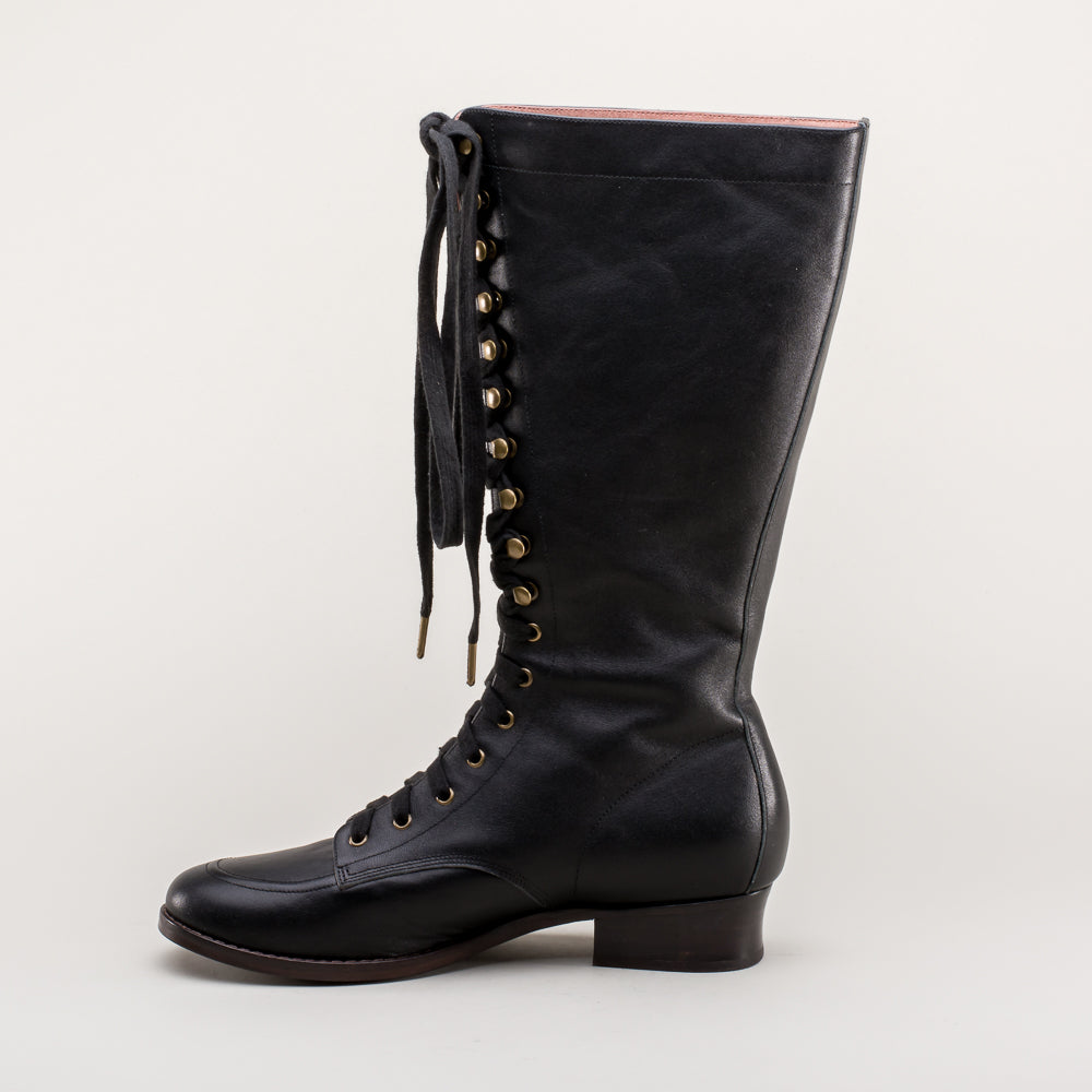 Bessie Vintage Aviator Boots (Black)