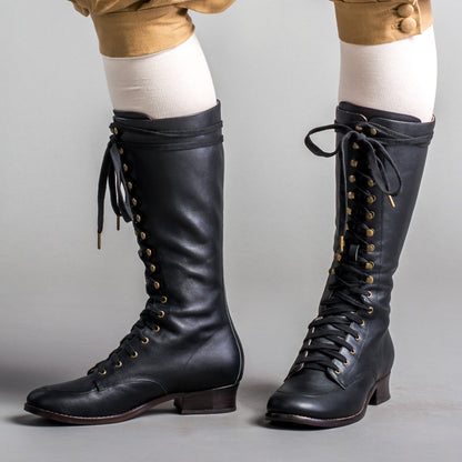 Bessie Vintage Aviator Boots (Black)