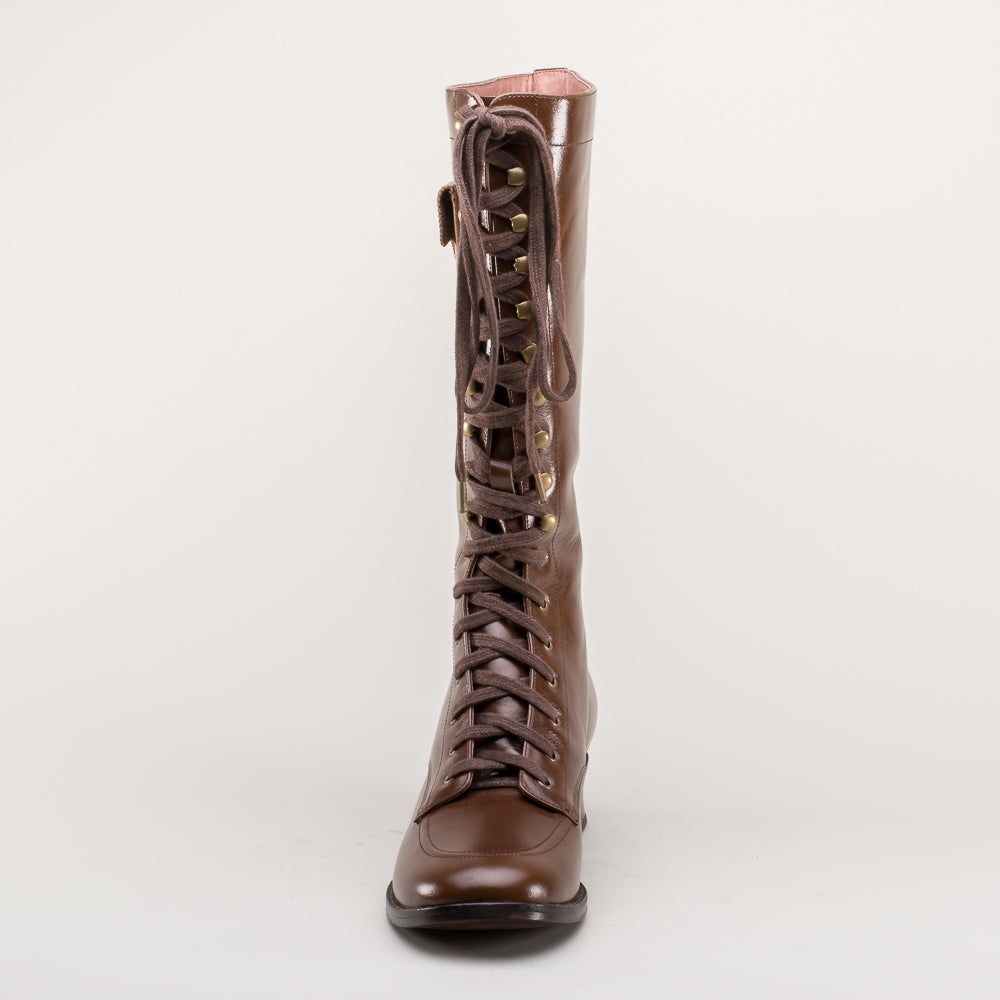 Bessie Vintage Aviator Boots (Brown)