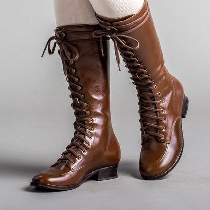 Bessie Vintage Aviator Boots Wide (Brown)