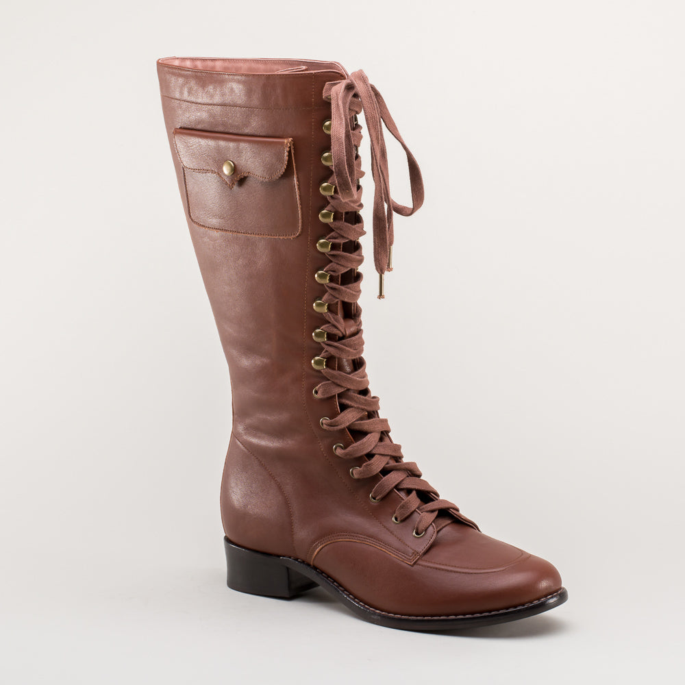 Bessie Vintage Aviator Boots (Tan)