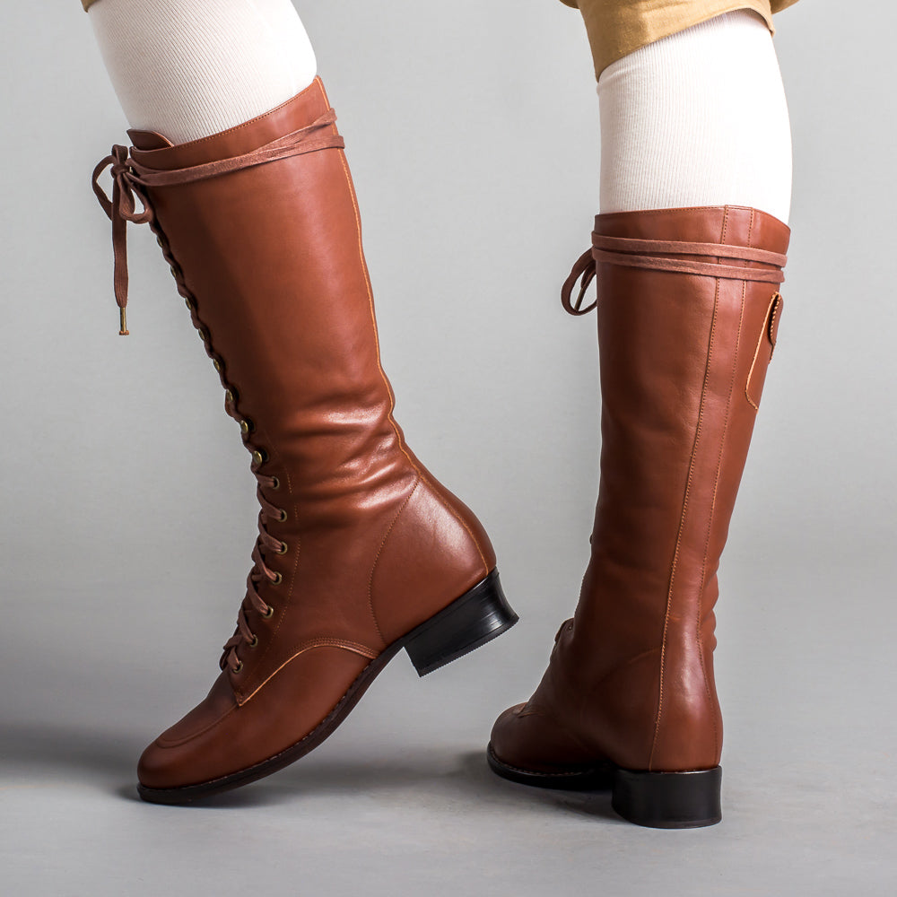 Bessie Vintage Aviator Boots (Tan)