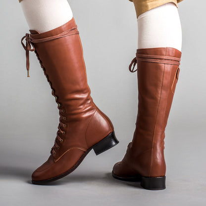 Bessie Vintage Aviator Boots (Tan)