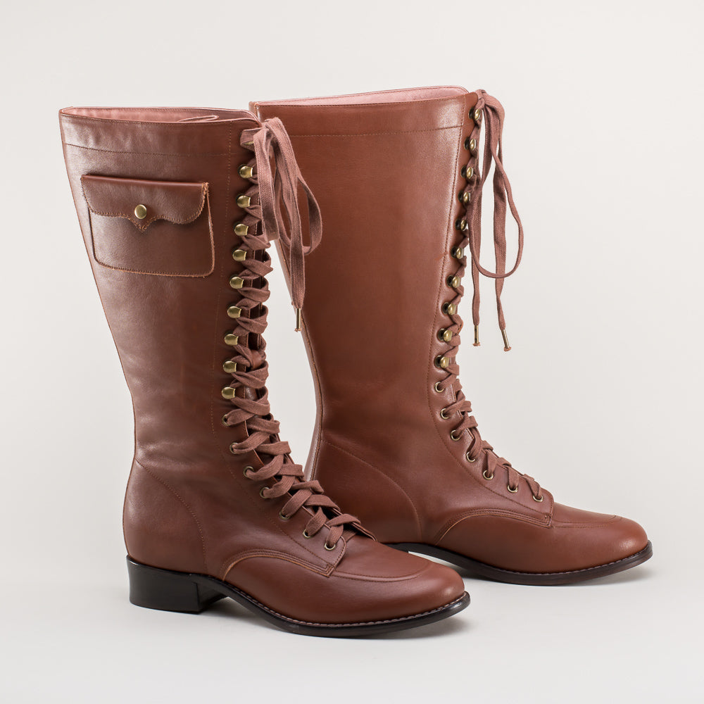 Bessie Vintage Aviator Boots (Tan)