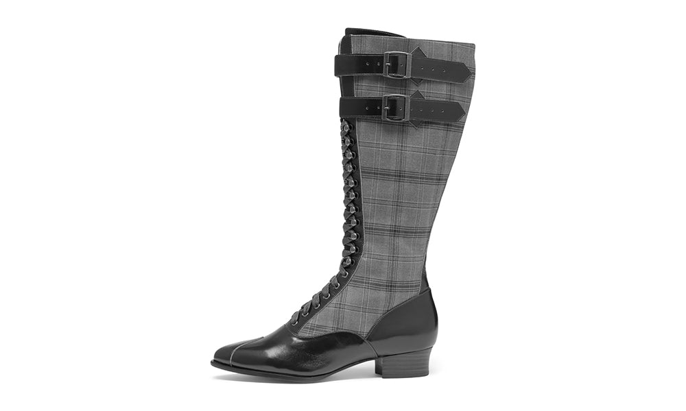 Cambridge Edwardian Bicycle Boots (Brown/Plaid)
