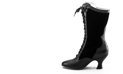 Camille Edwardian Boots (Burgundy/Black)