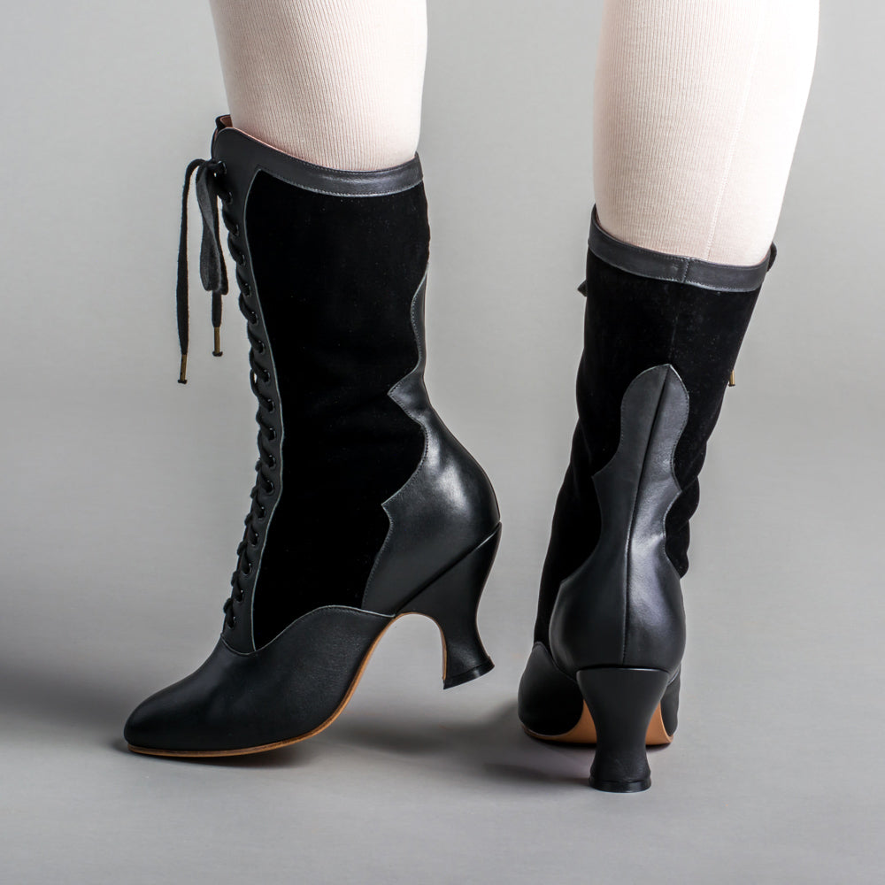 Camille Edwardian Boots (Black/Black)