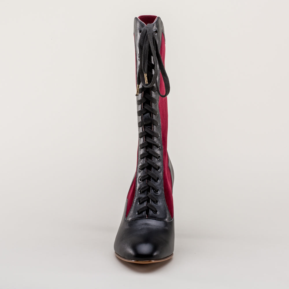 Camille Edwardian Boots (Burgundy/Black)