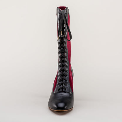 Camille Edwardian Boots (Burgundy/Black)