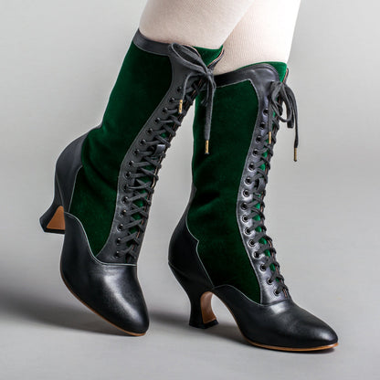 Camille Edwardian Boots (Black/Green)