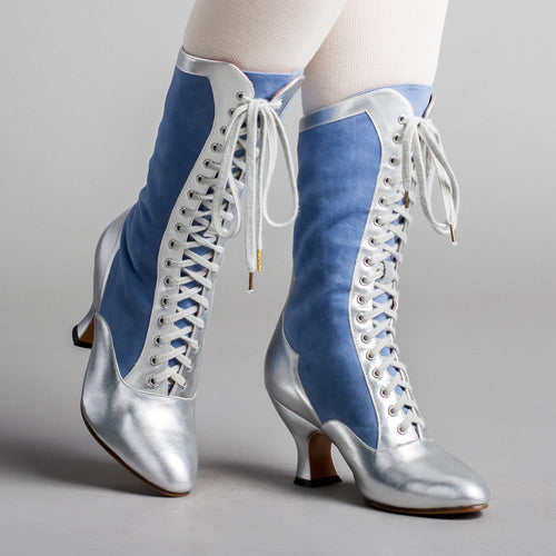 Star Princess Camille Edwardian Boots (Silver/Blue)