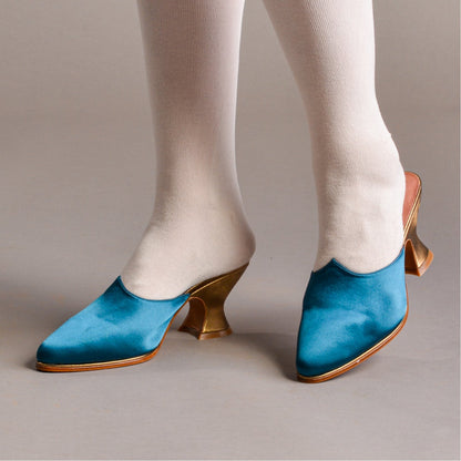 Charlotte 18th Century Mules (Teal)