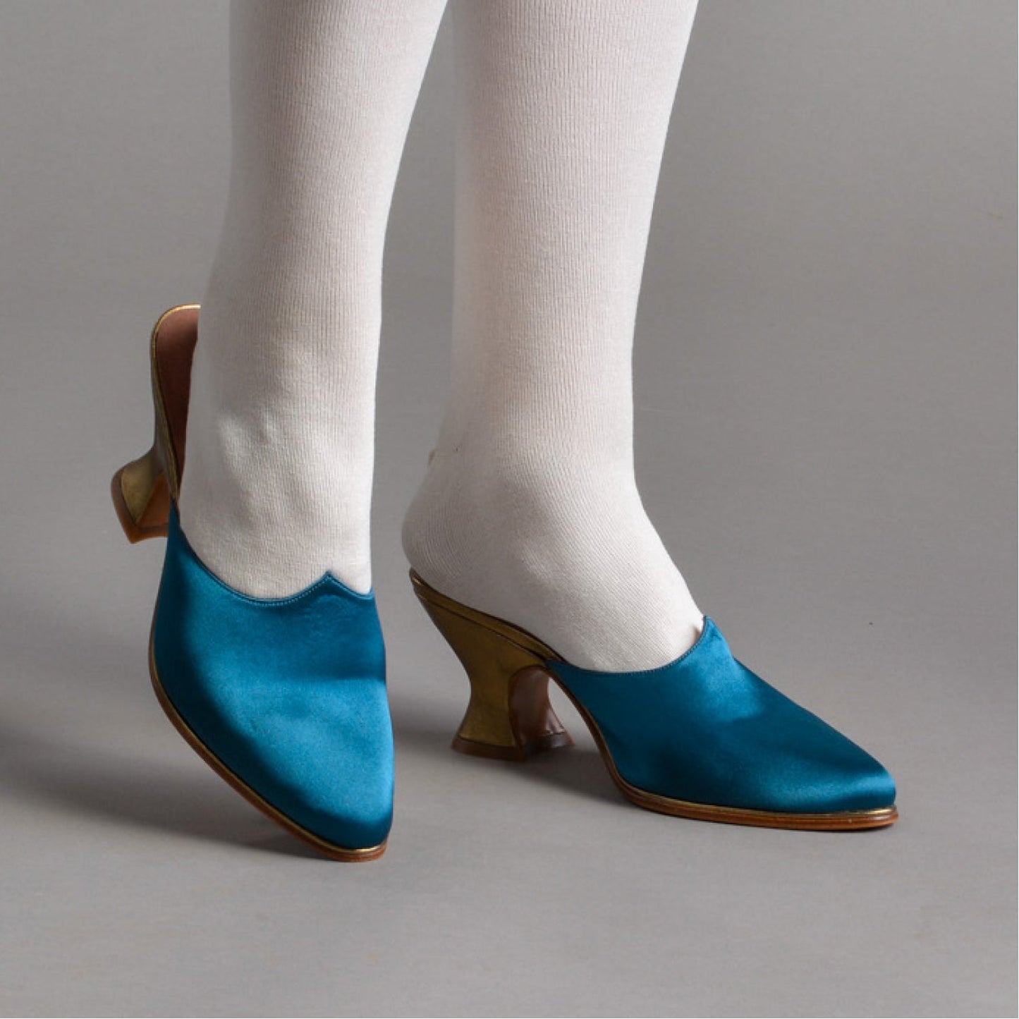 Charlotte 18th Century Mules (Teal)