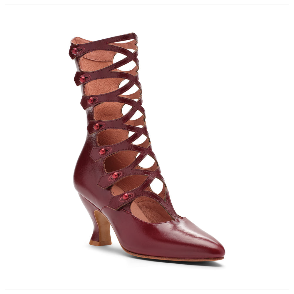 Cleo Edwardian Boots Wide (Black Cherry)