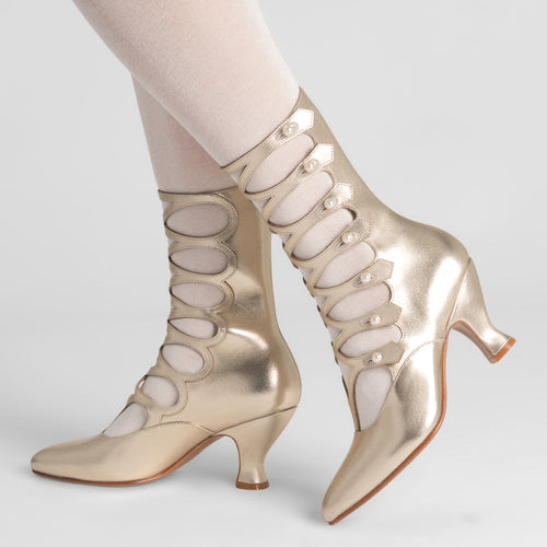 Cleo Edwardian Boots Wide (Pale Gold)