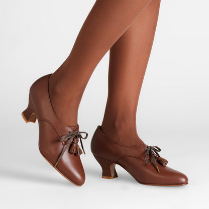 PRE-ORDER Cordelia Edwardian Oxfords (Chestnut)
