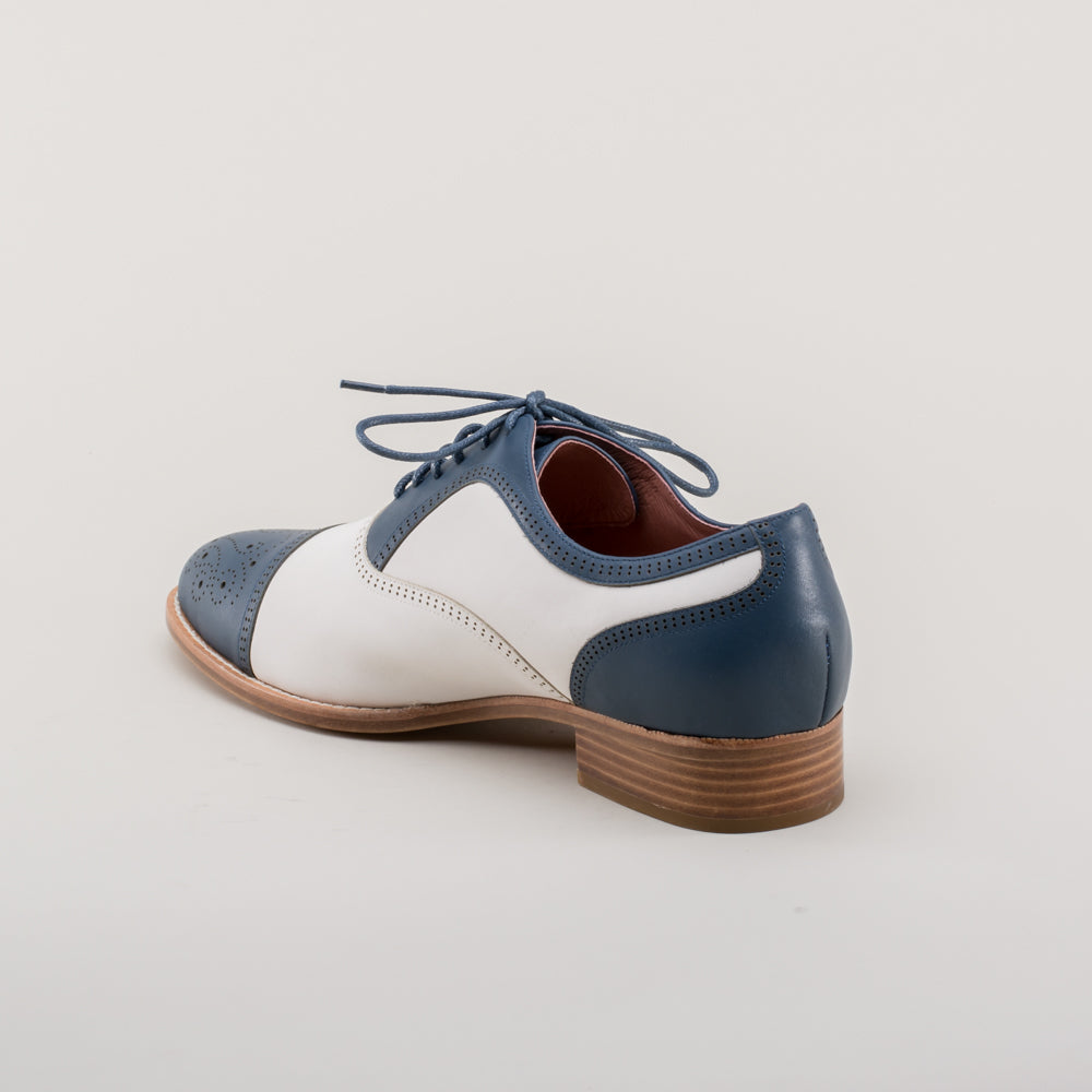Dandy Men's Vintage Cap Toe Oxfords (Blue/White)
