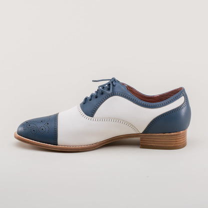 Dandy Men's Vintage Cap Toe Oxfords (Blue/White)