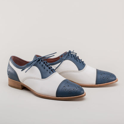 Dandy Men's Vintage Cap Toe Oxfords (Blue/White)