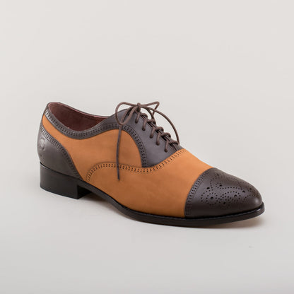 Dandy Men's Vintage Cap Toe Oxfords (Brown/Cognac)