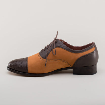 Dandy Men's Vintage Cap Toe Oxfords (Brown/Cognac)