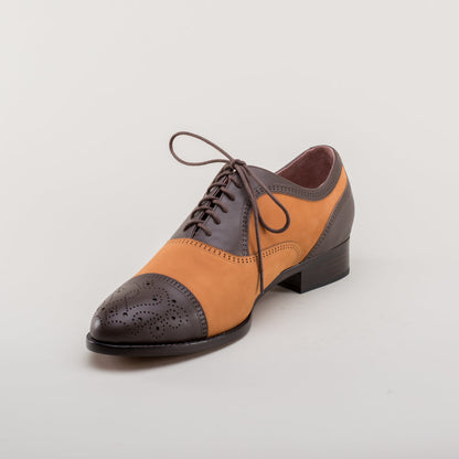 Dandy Men's Vintage Cap Toe Oxfords (Brown/Cognac)